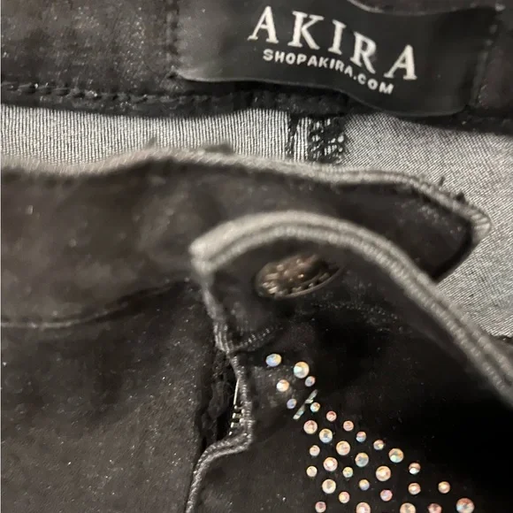 AKIRA Black and Rhinestone Flex-Fit Pants - Picture 3 of 3